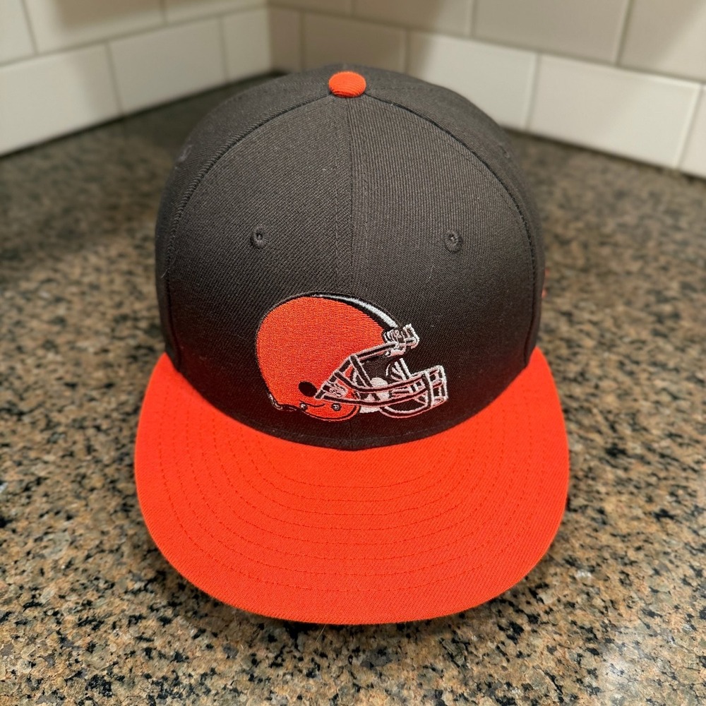 Cleveland Browns Hat New Era 59FIFTY Men's 7 1/2 Brown Orange NFL